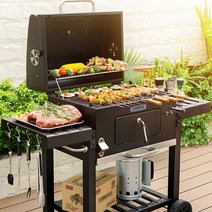 특대형 숯불그릴 훈제 화로 바베큐그릴 야외 훈연그릴 차박 불판 가정용 캠핑 직화 펜션