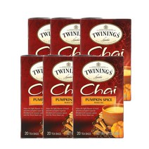 트와이닝 차이 홍차 호박 스파이스 40g 20티백 Twinings Chai Black Tea Pumpkin Spice, 6팩