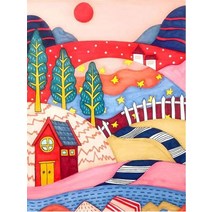 그림 그리기 GTYZTORY-만화 도시 DIY 유화 번호 키트 그림 어린이 예술 공예 홈 벽 장식 50x65m, 14 20728_07 60x75cm diy frame