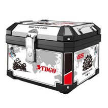 오토바이 탑박스 플라스틱 경량 배달통 45L 60L 커브 VF100 벤리 대용량 트렁크 범용 라지 탈부착 상자 분리형, 45L실버 등받이 스티커 화이트 ABS 재질
