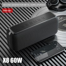 XDOBO X8 Plus 무선 블루투스 스피커 휴대용 사운드 컬럼 휴대 전화 충전 붐 박스 용 초고 전력 80W 서브 우퍼 캠핑스피커, 검정, 01 Black