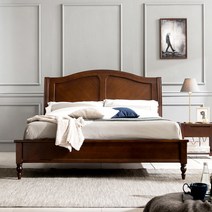 [베디스] [Q]클래식 천연무늬목 평상형 원목침대_SB003, 색상:월넛브라운