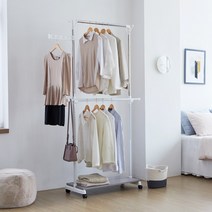 이지온 국민튼튼 이동식 2단 행거 EOR2-800WCM 고급 선반 원룸 옷걸이 수납 행거, 옵션1.화이트선반