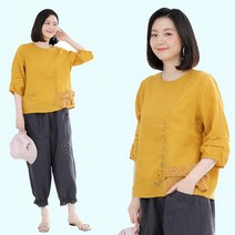 애비뉴투지 엄마옷 민들레 린넨 여성 여름 칠부 마 블라우스 B07275