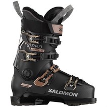 Salomon 살로몬 스키장비 S​Pro Alpha 90 Ski Boots Womens 2024, Black/Pink Gold Metallic/Silve, 27.5