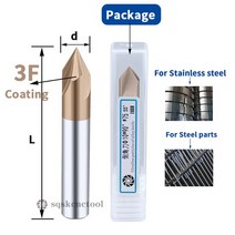앤드밀 CNC 카바이드 챔퍼 밀링 커터 60 90 120 도 8mm 코팅 2 개의 3 플루트 디버 엔드밀 조각 투 스틸, [01] 3mm, [01] 3F coating, [03] 120 Degree