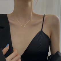 S925 스털링 실버 도금 14K 골드 파인 패션 더블 라운드 링 목걸이 여성 라이트 럭셔리 마이너 디자인 쉐이크 사운드 넷 레드 쥬얼리