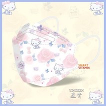 헬로키티 핑크 장미 색깔 성인 캐릭터 패션 컬러 4중필터 비말 차단 일회용 마스크 50매, 성인 20매, B.KF94 핑크로즈키티