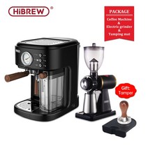 HiBREW-완전 자동 에스프레소 카푸치노 라떼 19Bar 3 in 1 커피 머신 우유 거품 ESE 포드 amp 그라운드 H8A, [01] H8A GrinderMatTamper, [01] EU