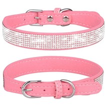 PETPUBGNZS 라인스톤 개 목걸이 부드러운 벨벳 가죽 고양이 귀여운 럭셔리 다이아몬드 스터드 블링 조절 가능한 강아지 소형 중형 대형 새끼 (블루 L) 666896, Rainbow Black, XXS (Neck 5.9