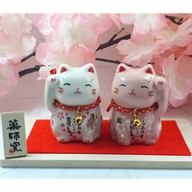 개업선물 복고양이 마네키네코 일본장식소품-사쿠라 화이트핑크세트