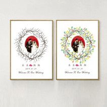방명록 웨딩 결혼식 축하 이색 액자 방명록, 50x70cm + 골드 알루미늄 합금 프레임