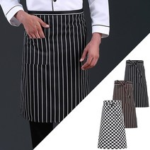 허리 캠핑용앞치마 홀앞치마 여름용 옆주머니 앞치마, 블랙화이트 체크