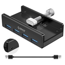오리코 알루미늄 쉘 4 포트 USB3.0 허브 추가 전원 포트 DIY 설치 가능 MH4PU-P, 블랙