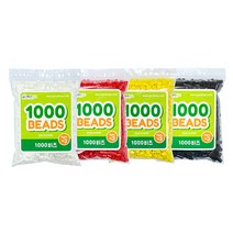 지니비즈(Genibeads) 비즈공예 1000비즈 4개묶음, 1개, 화이트,레드,옐로우,블랙