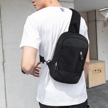 남자 지퍼 배색 블랙 슬링백 어깨매는가방 등산힙색