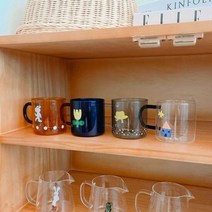 쿠마마 컬러 일러스트 홈카페 내열유리 머그컵 커피잔 4타입, 선택:앰버(래빗), 단품