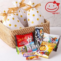 단체 간식세트 어린이집 학교 학원 교회 답례품 가성비 개별포장, 골드 도트 간식주머니 10SET