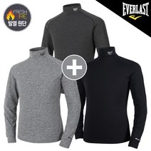에버라스트 남녀공용 기모 히팅테크 E-602UBK+E-602UMD+E-602UML 보온 발열 목폴라 티셔츠 3종 세트