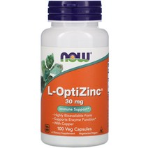 Now Foods L-OptiZinc 30 mg 100 식물성 캡슐