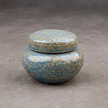 [성연티세라] 진주 낮은 당초문 스쿠류뚜껑단지(500g)꿀단지 경옥고단지