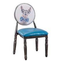 복고풍 빈티지 레트로 포인트캐릭터의자 카페 육각 원형 철제 인조가죽 식탁의자, 살구빛둥근등알파카안경 + 표준