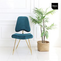 슐 쥬디 벨벳 패브릭 골드 식탁 카페 의자 인테리어 라운지 체어 SL051, 블루그린, 1개