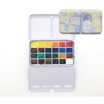 수채화물감 소분 윈저앤뉴튼 고체물감 윈저앤뉴턴 24색 40색, 24색 1ml 철함 메신저 토끼, 낱개 상자