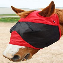 CHALLENGER Equine Horse Fly Mask Summer Spring Airflow Mesh UV Mosquitoes 73223RD null, 1, Black/Red