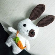 코바늘 뜨개질 인형만들기 DIY 패키지 모직 인형 귀여, 녹색 당근 토끼