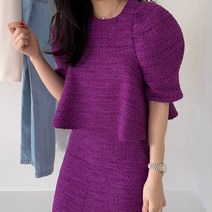 스타일 블라우스 솔리드 컬러 우아한 femme 여름 o 넥 퍼프 슬리브