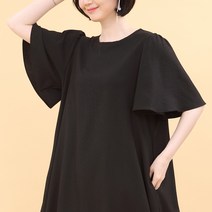 애비뉴투지 엄마옷 날개 나팔 반팔 소매 A라인 여성 여름 루즈핏 라운드 캐쥬얼 롱 원피스 K05329