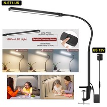 조명 스크린바 모니터 컴퓨터 책상램프 EOOKU-클립 온 라이트 108 LED 12W 침대 터치 버튼 360 ° 유연한 구즈넥 데스크 램프 눈 보호, 02 N-ST1-US_01 12W