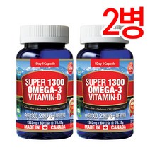 통라이프 슈퍼1300 오메가3+비타민D 60캡슐-2병, 단품, 단품