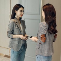 휠렉스 봄 여성 카라넥 오피스룩 체크 정장 자켓 9475