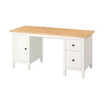 이케아 HEMNES 헴네스 책상 155x65cm 컴퓨터책상 서랍테이블 서재가구 학생가구 원목데스크, 화이트스테인_905.350.45
