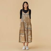 [JAJU/자주] 여 패턴 레이어드 원피스_라이트베이지