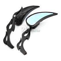 호환용오토바이 범용 크롬 불꽃 백미러 야마하 v스타 XVS 650 950 1100 1300 커스텀 실버라도 XV 1600 170, 02 Bla고급진