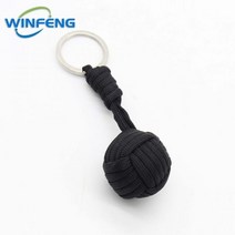 생존 끈 원숭이 주먹 키 체인 자기 방어 무기 열쇠 고리 야외 보안 보호 강철 공 인명 구조 키트, Black