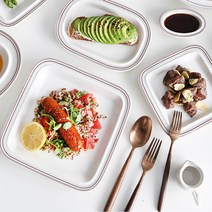 시라쿠스 메이플 도자기 사각 반찬 접시 그릇 (S/M), 시라쿠스 메이플(정사각M-코지레드)