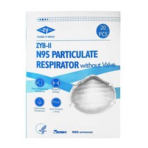 ZYB - 11- N95 마스크 - 20팩 - NIOSH 인증 정품보장, 단일
