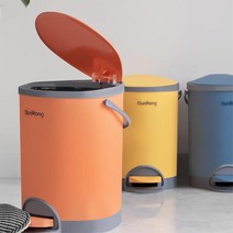 천천히 닫히는 무소음 페달 휴지통 5.5L 8.5L 미용실 발판 쓰레기통 밟는, 휴지통8.5L 오렌지