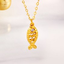 [골드팡] 24k 순금 행운물고기 천연다이아몬드 목걸이(당일도착) 여성용 고급 데일리 포인트 응원 시험 심플 컷팅 4월 탄생석 여자친구 합격 선물 추천