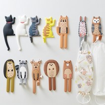 선물의집365 동물 고양이 현관 현관문 마스크 걸이 구부러지는 자석 후크 차키 열쇠, 1개, 곰