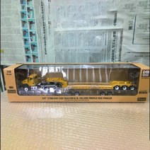 트랙터 의자 부품 다이 캐스트 금속 합금 1:50 스케일 CAT CT660 로우 플랫 베드 dem 덤 3 축 트레일러 트, 01 A