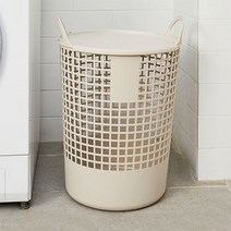 올유리빙 빨래 바구니 세탁 빨래통 플라스틱 원형 대용량 손잡이 뚜껑 보관 수거 함 45L 1개 2개, 1개-그레이