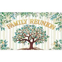ZTHMOE 72x43인치 패브릭 가족 모임 환영 배경 트리 회원 사진 수집 배너 골드 및, 72x43inch