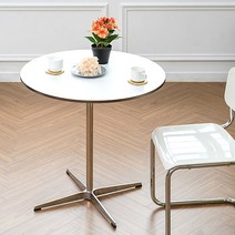 심플 원형테이블 화이트 카페 원탁 티 테이블 실버엣지, 1000