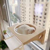 우주선캣타워 고양이 투명 해먹 창문에 붙이는 먼치킨, 미디엄 사이즈 6KG 이내