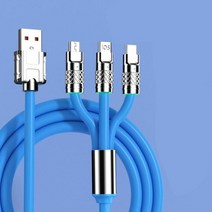 삼성용 3 in 1 마이크로 USB 120W C 타입 충전기 케이블 고속 데이터 라인, 02 Blue